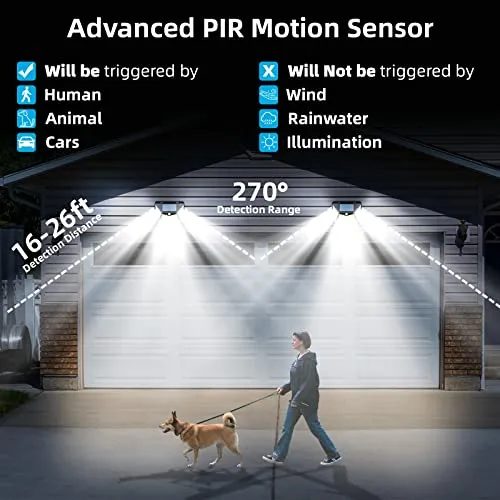 Arperles Solar Outdoor Lights, Wireless Motion Sensor Outdoor Lights, IP65 Solar Lights Outdoor Waterproof with 270° Wide Angle & 3 Modes for Front Door, Yard, Garage, Deck (118 LEDs/4 Packs)