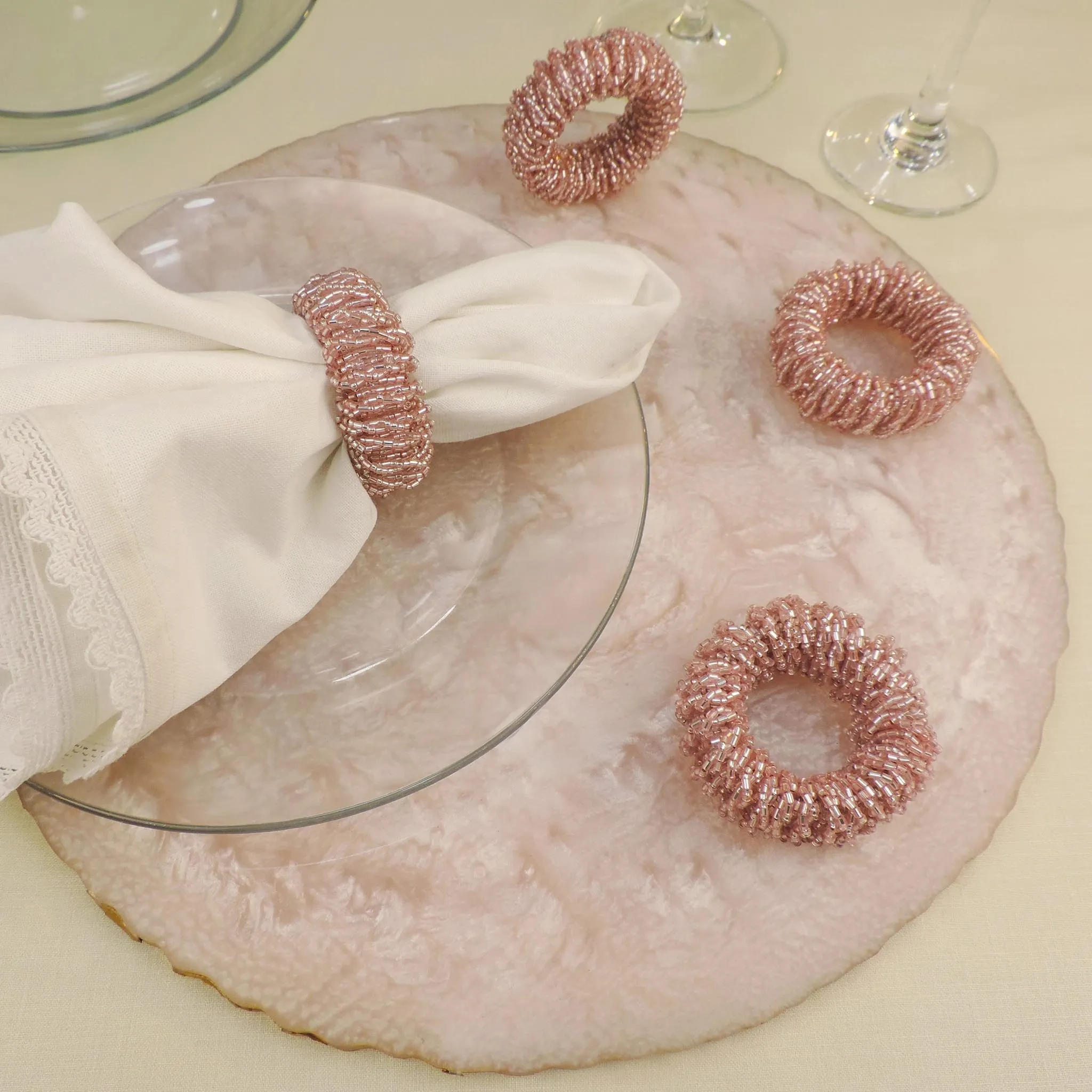 Bling-Bling Napkin Ring in Light Pink, Set of 4