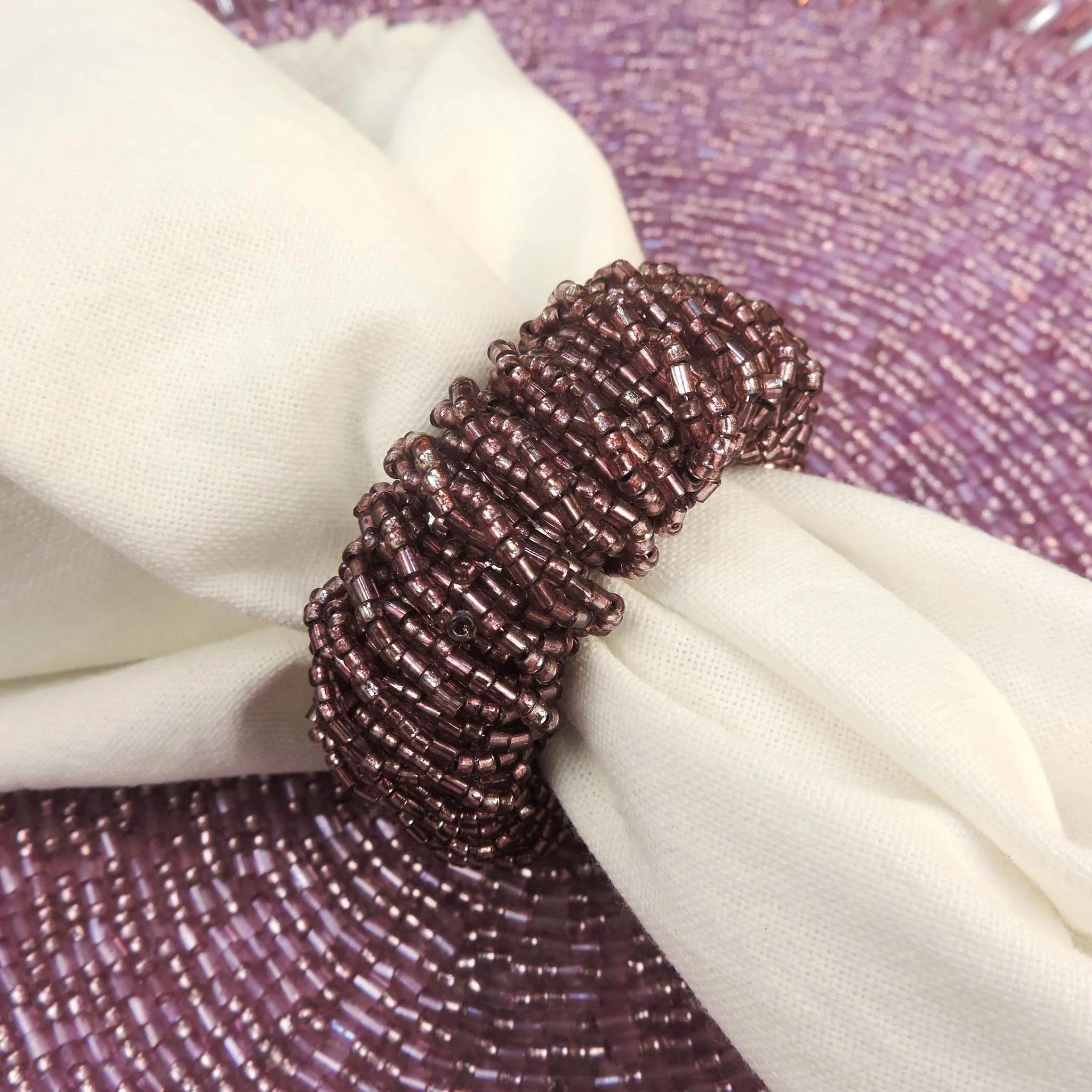 Bling-Bling Napkin Ring in Purple, Set of 4