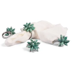 Blossom Napkin Ring in Aqua, Set of 4