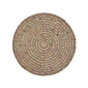 Braided Natural Jute & Wood Beaded Placemat, Set of 2