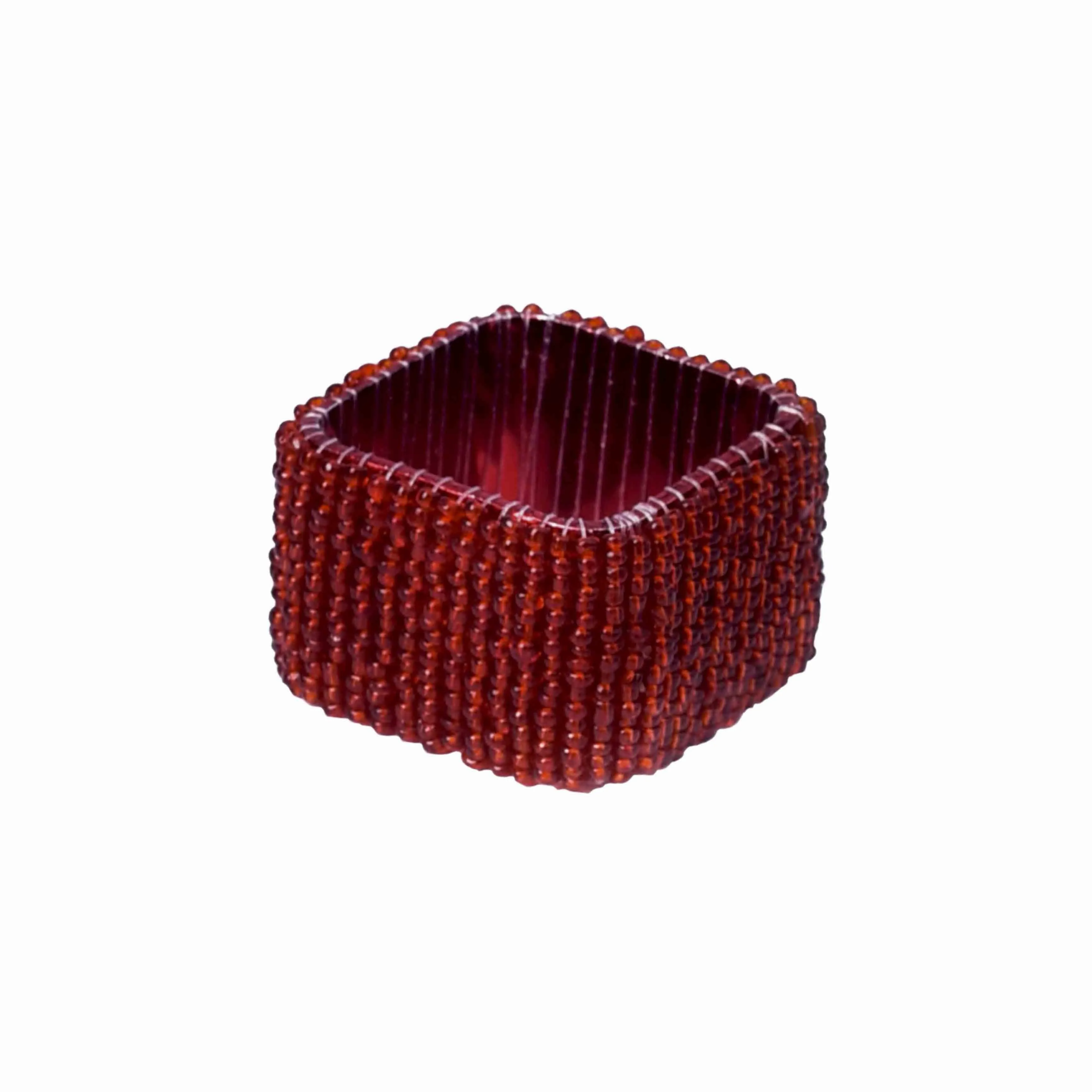 Classic Square Napkin Ring in Red, Set of 4