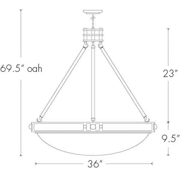 Compass 9924-36-SFM Indoor/Outdoor Semi Flush Mount Pendant By Ultralights Lighting