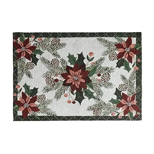 Cotton Jacquard Dining Table Mats, White Floral