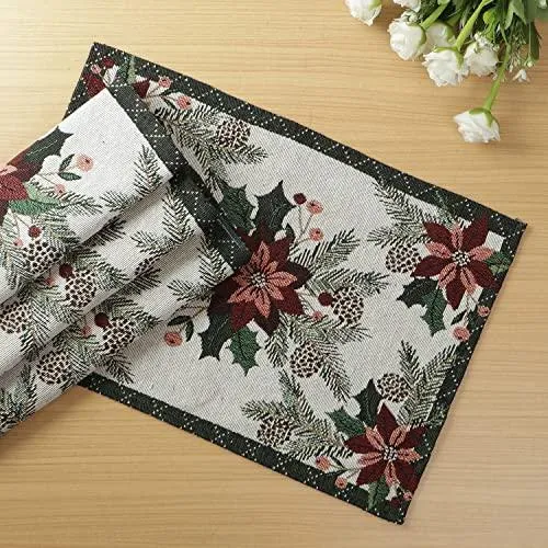 Cotton Jacquard Dining Table Mats, White Floral