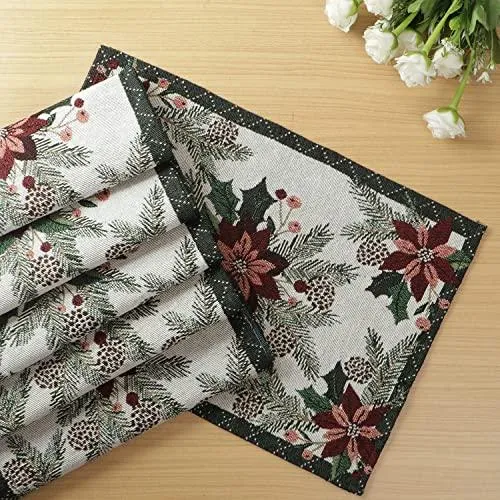 Cotton Jacquard Dining Table Mats, White Floral