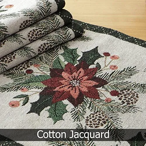 Cotton Jacquard Dining Table Mats, White Floral