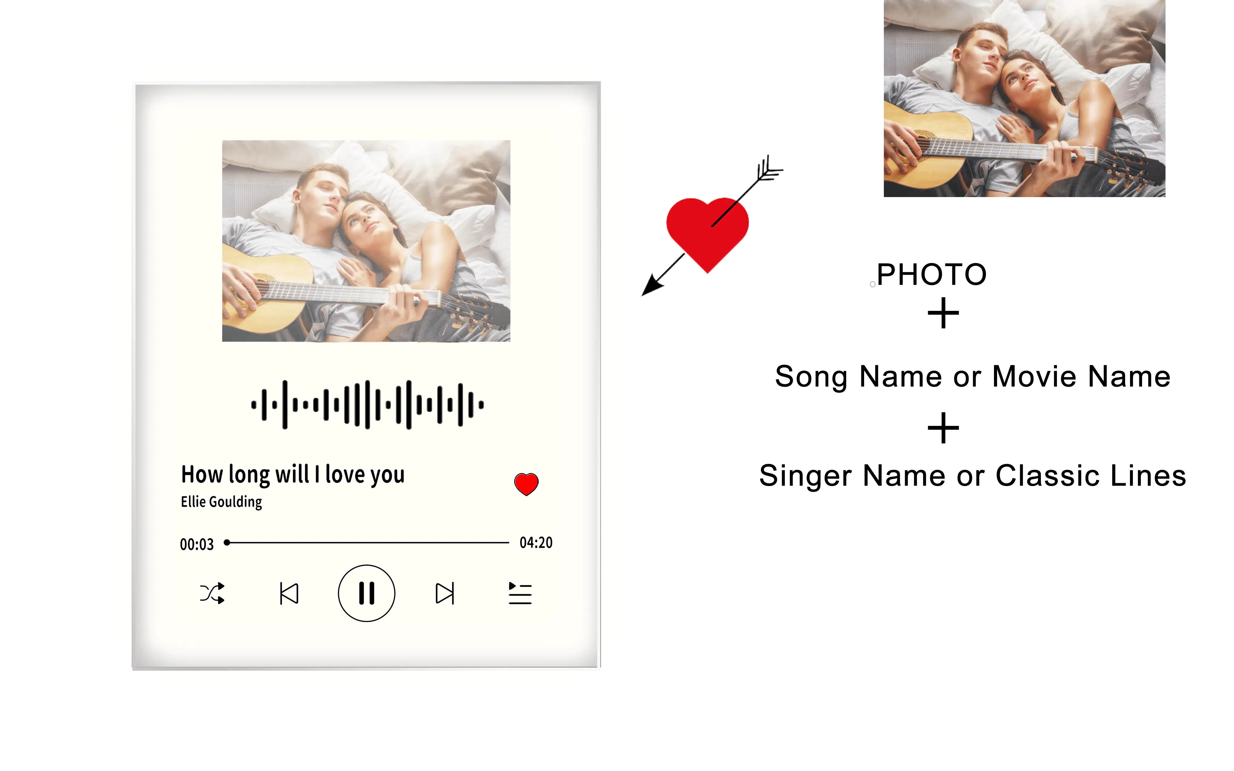 Custom Photo Song&Singer Heart Plaque Frame Acrylic Keychain