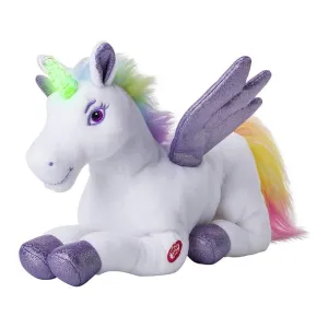 Dazmers Unicorn Light Up Stuffed Animal Toy Flapping Wings Musical Plush Purple