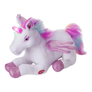 Dazmers Unicorn Plush Flapping Wings Lights and Sounds Pink