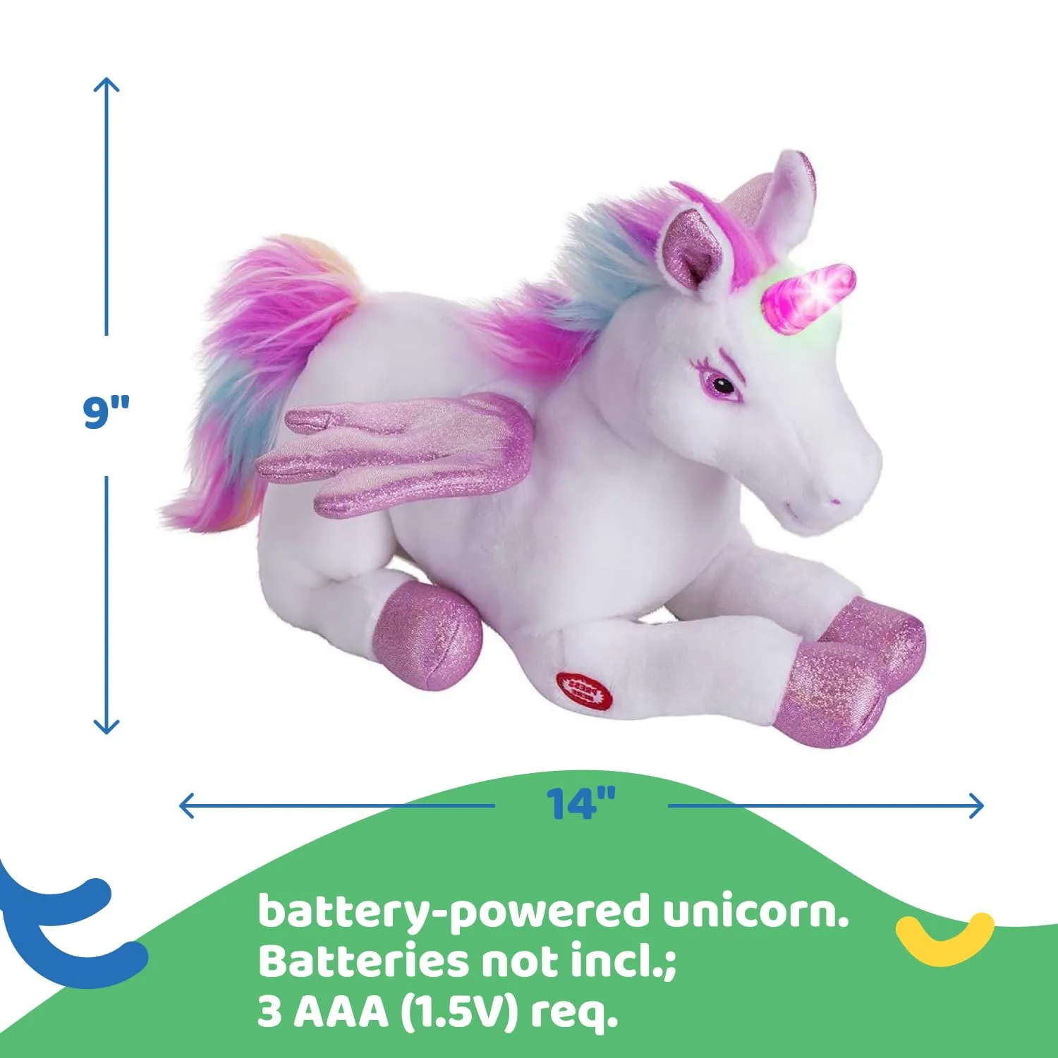 Dazmers Unicorn Plush Flapping Wings Lights and Sounds Pink