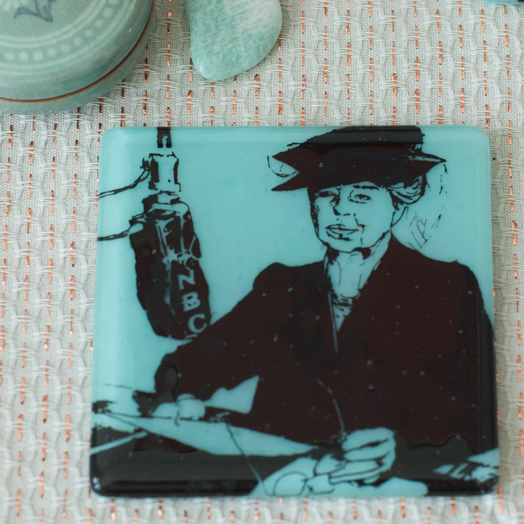 Eleanor Roosevelt Fused Glass Coaster