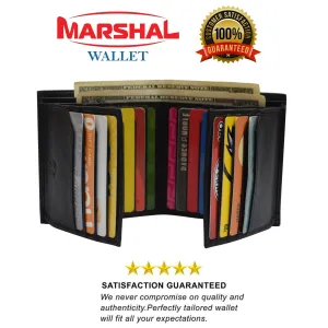 Genuine Leather Men's Bifold Wallet Slim Hipster Cowhide Credit Card RFID Black