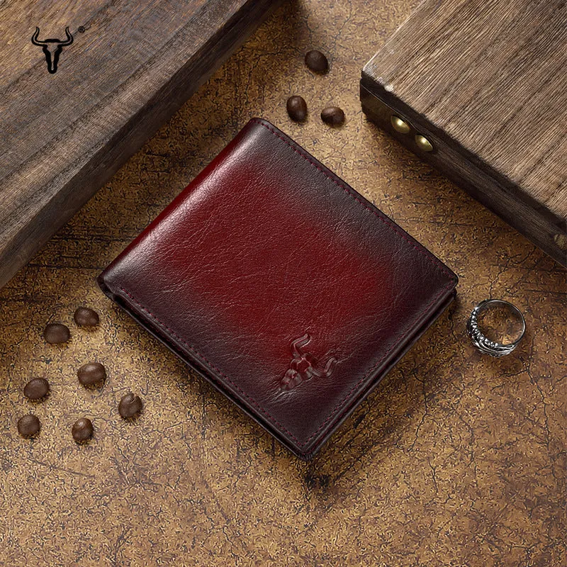 GWA030 - Ming Clan Gradient Red Cowhide Leather Wallet