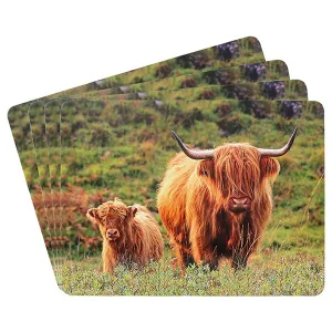 Highland Cow & Calf Placemats Set of 4