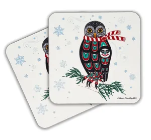 Holiday Owl - Holiday Drink Coasters