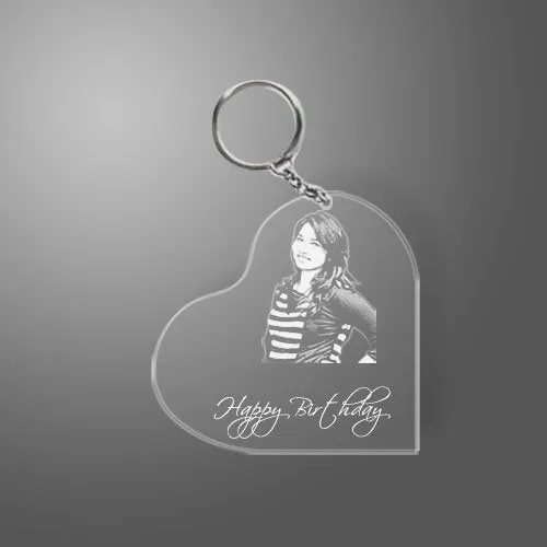 Incredible Gifts India Personalized Transparent Photo Birthday Keyring for Girls (2x2 Inches, Acrylic)