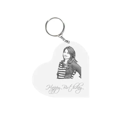 Incredible Gifts India Personalized Transparent Photo Birthday Keyring for Girls (2x2 Inches, Acrylic)