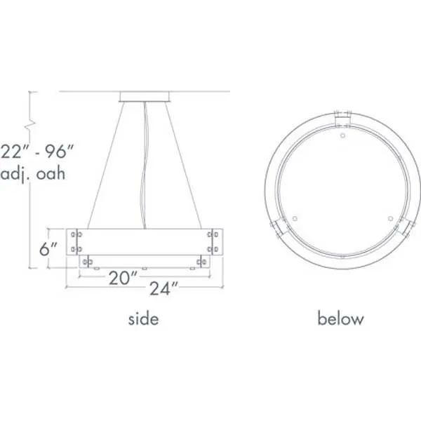 Invicta 16357-24-SM Indoor/Outdoor Dark Iron Stem Mount Pendant By Ultralights Lighting