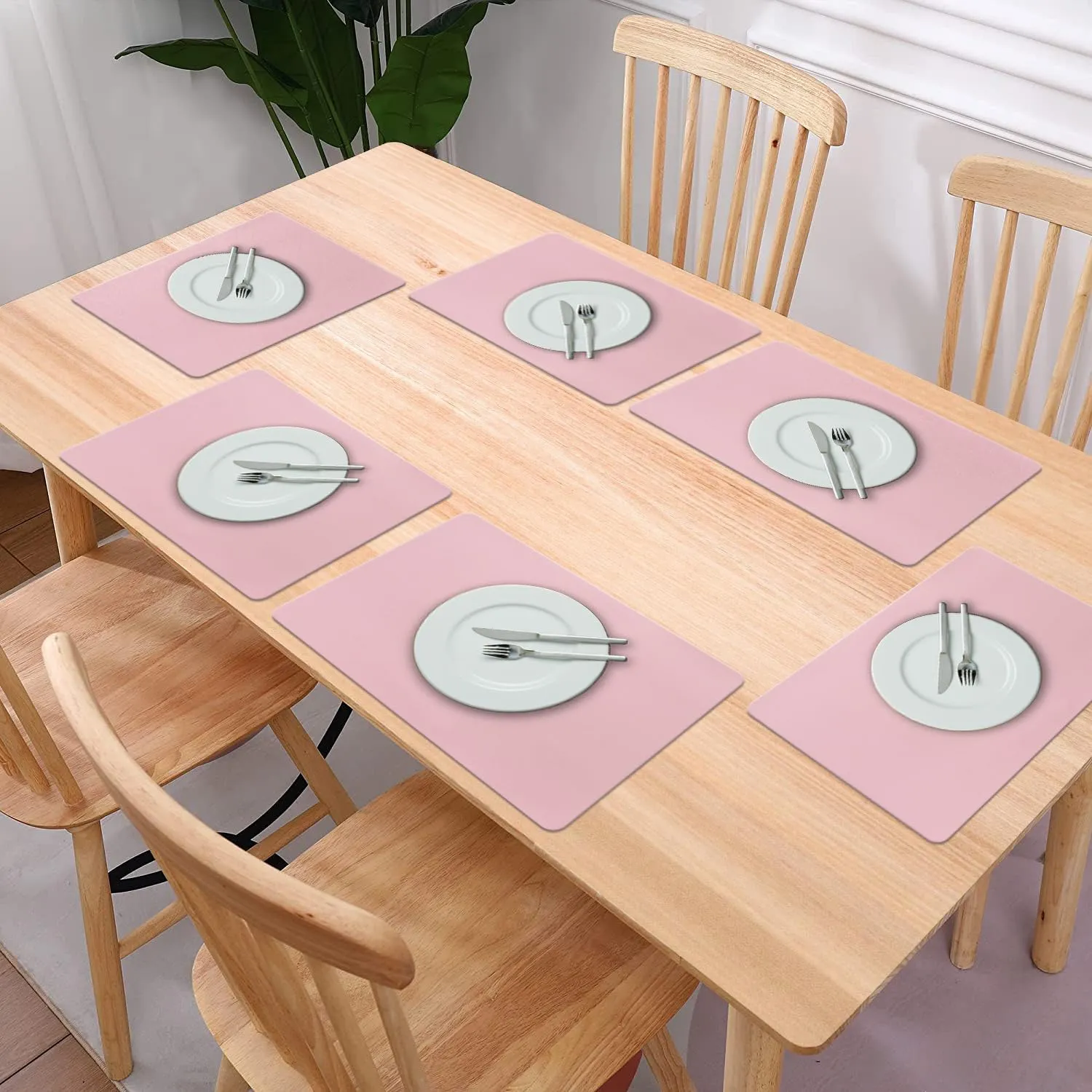 Kuber Industries 18 Pcs Waterproof Dining Table Mats | Anti-Skid Placemats for Food Plates & Hot Pots | for Home & Restaurants - Grey & Pink