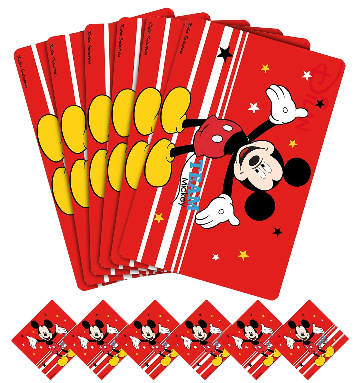 Kuber Industries Disney Team Mickey Printed PVC Stain Resistant, Anti-Skid, Waterproof 6 Pcs Placemats with 6 Pcs Tea Coasters Set for Dining Kitchen Restaurant Table, Set of 12 (Red)