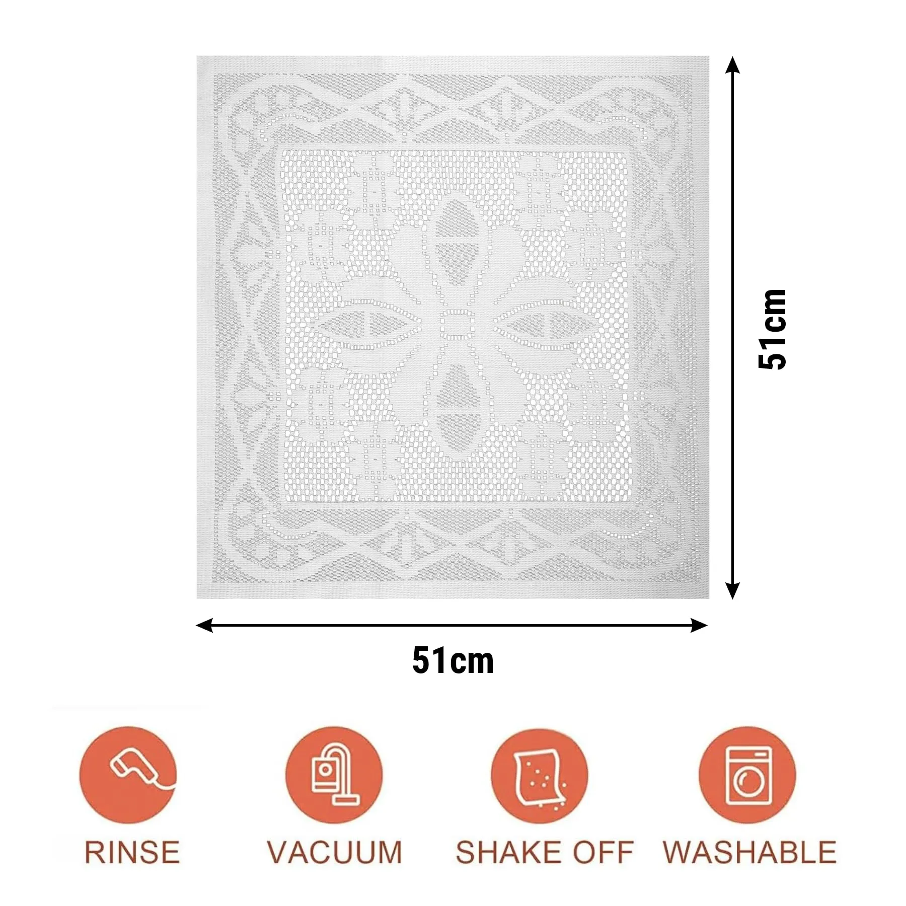 Kuber Industries Placemat | Dining Table Placemat | Center Table Mats | Square Plain Net Placemat Set | Side Table Placemats for Hotel-Home Décor | 20 Inch | Pack of 2 | White