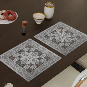 Kuber Industries Placemat | Dining Table Placemat | Center Table Mats | Square Plain Net Placemat Set | Side Table Placemats for Hotel-Home Décor | 20 Inch | Pack of 2 | White