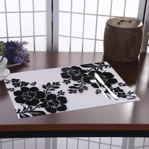 Kuber Industries PVC 6 Pieces Dining Table Placemat Set (Black & White) -CTLTC11142