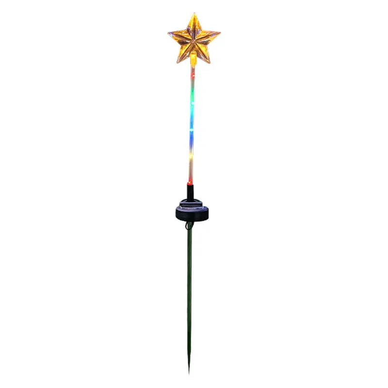 LED Solar-Powered Five-Pointed Star Ground Stake Lights, 5-Pack, Outdoor Lawn, Park, and Christmas Tree Decorative Lighting, Perfect for Garden and Yard Decor.Christmas Light Stakes