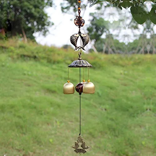 Lilone Round Fish 3 Bell Wind Chimes for Home - 18 Inch Hanging Decor | Gift for Birthday Anniversary