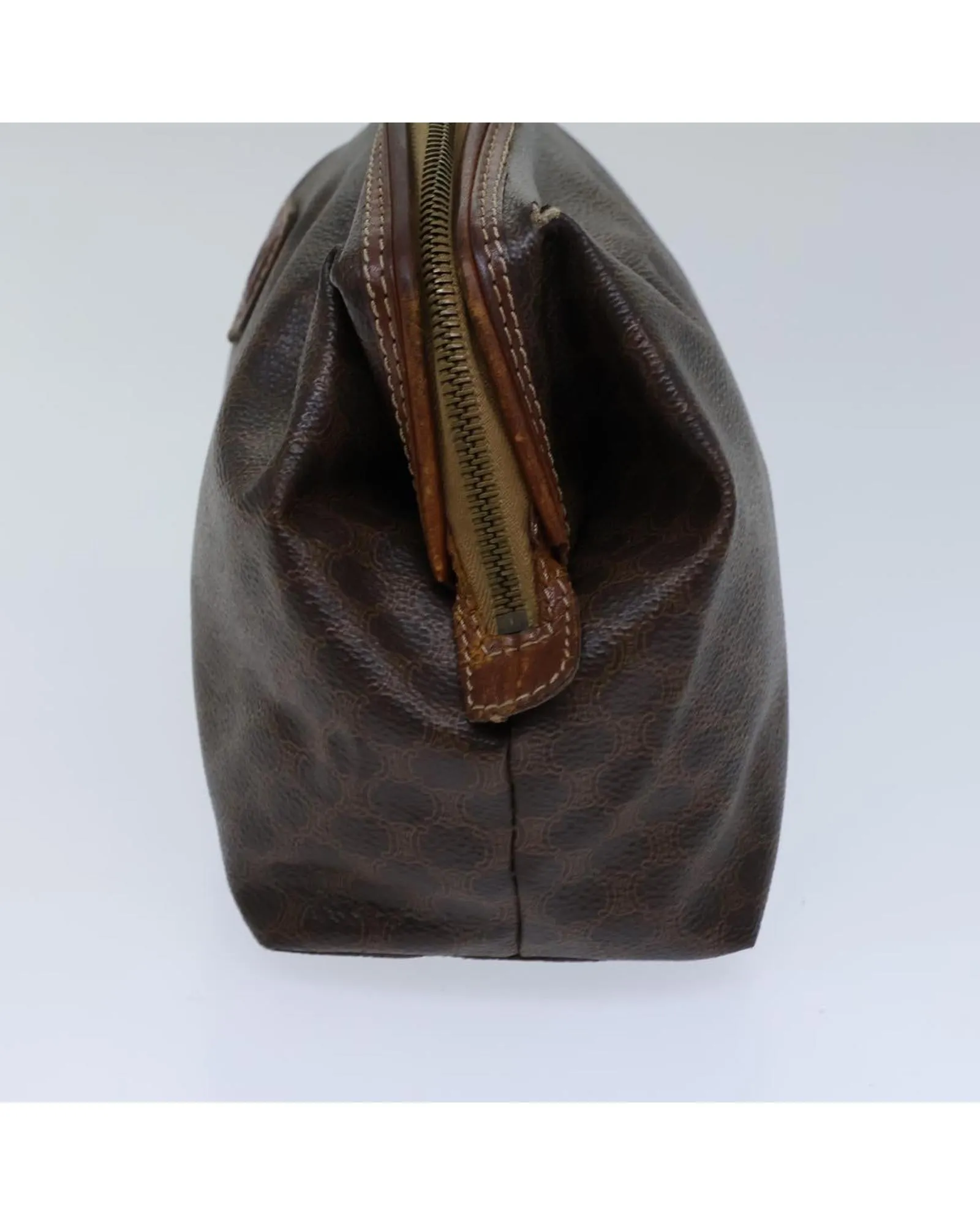 Macadam Canvas Pouch in Brown PVC Leather