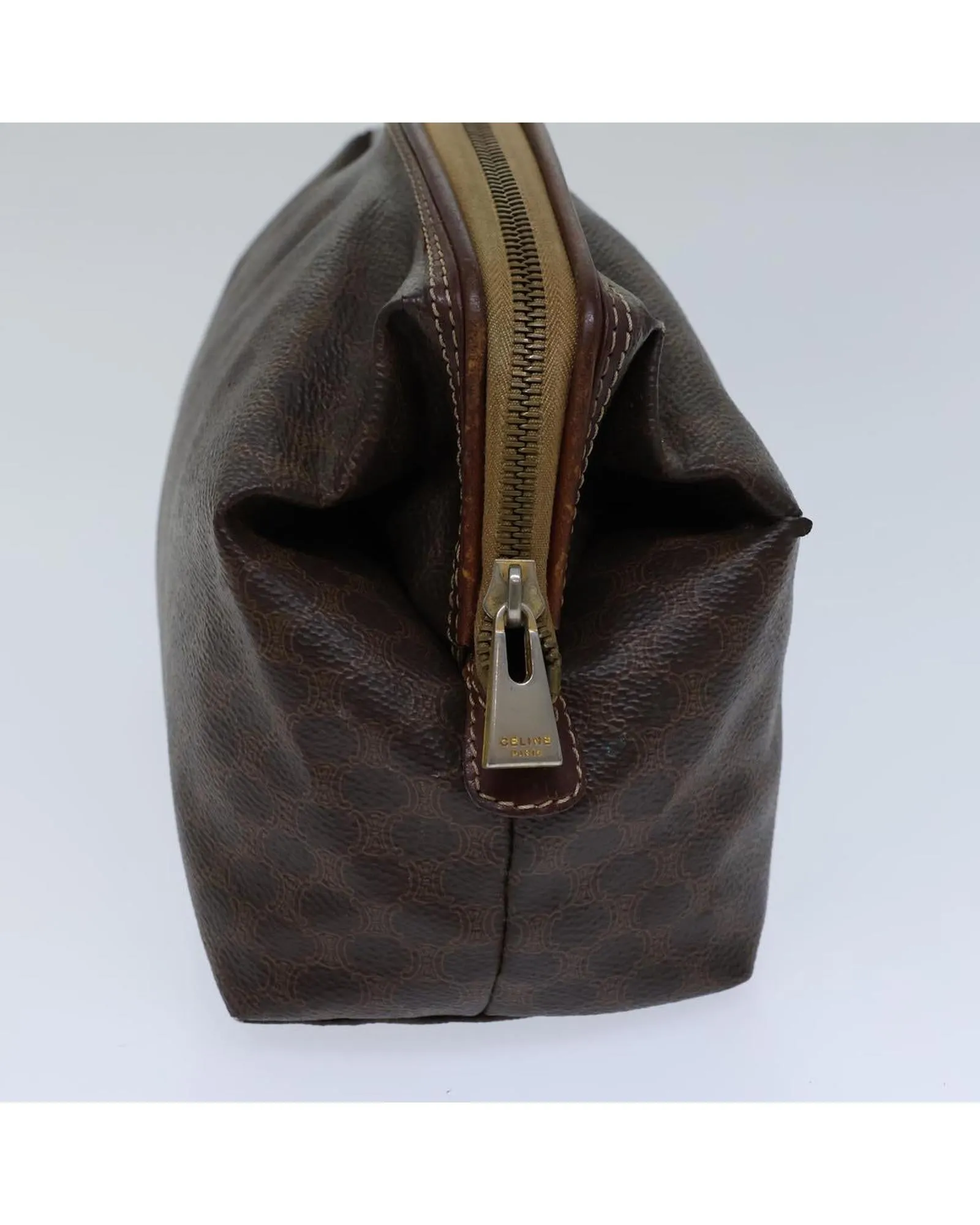 Macadam Canvas Pouch in Brown PVC Leather