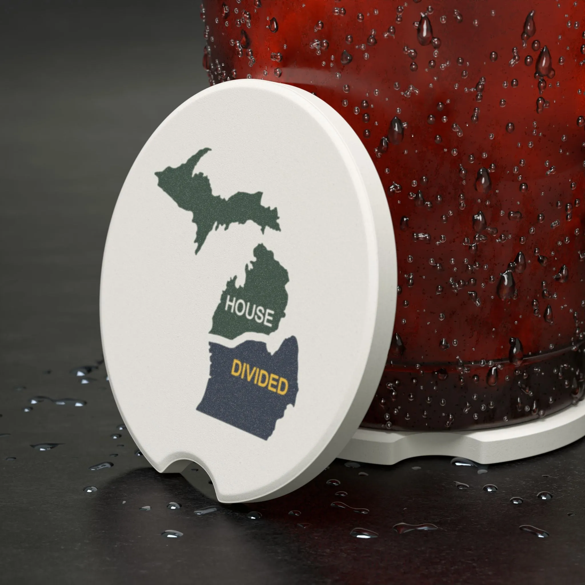 Michigan House Divided Soapstone Car Coaster