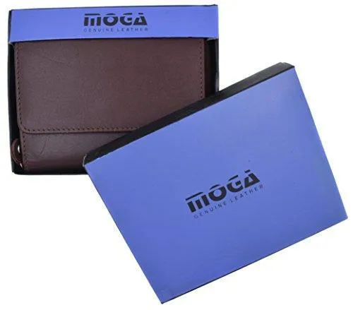 Moga Ladies Genuine Leather Trifold ID Card Holder Wallet With Zippered Compartment Women