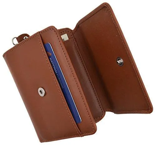 Moga Ladies Genuine Leather Trifold ID Card Holder Wallet With Zippered Compartment Women