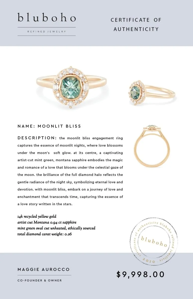 moonlit bliss one-of-a-kind - 14k yellow gold ring, mint green sapphire AC