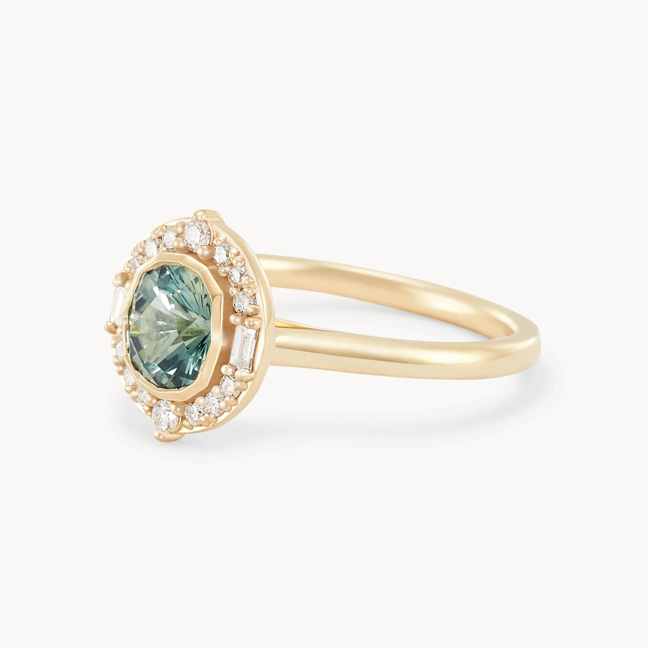 moonlit bliss one-of-a-kind - 14k yellow gold ring, mint green sapphire AC