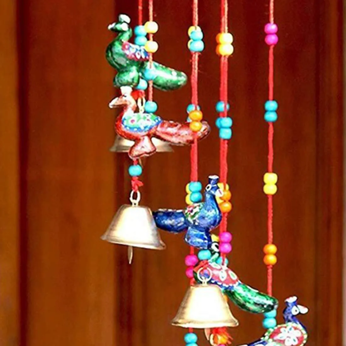 Navya Creation Handcrafted Rajasthani Bard Design Wall Hanging Decorative Showpiece - 45 cm Wood Windchime (24 inch, Multicolor)