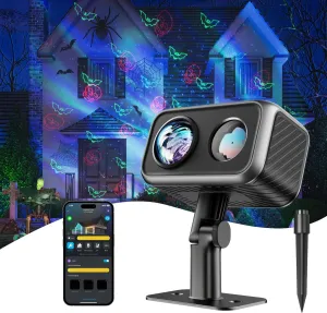 Outdoor Projector Light, Laser and Aurora Light Projector for Halloween Decorations, 16 Patterns in RGB, RGBW Aurora, 51 Festive and Daily Scene Modes, Works with Alexa, Google Assistant, Matter