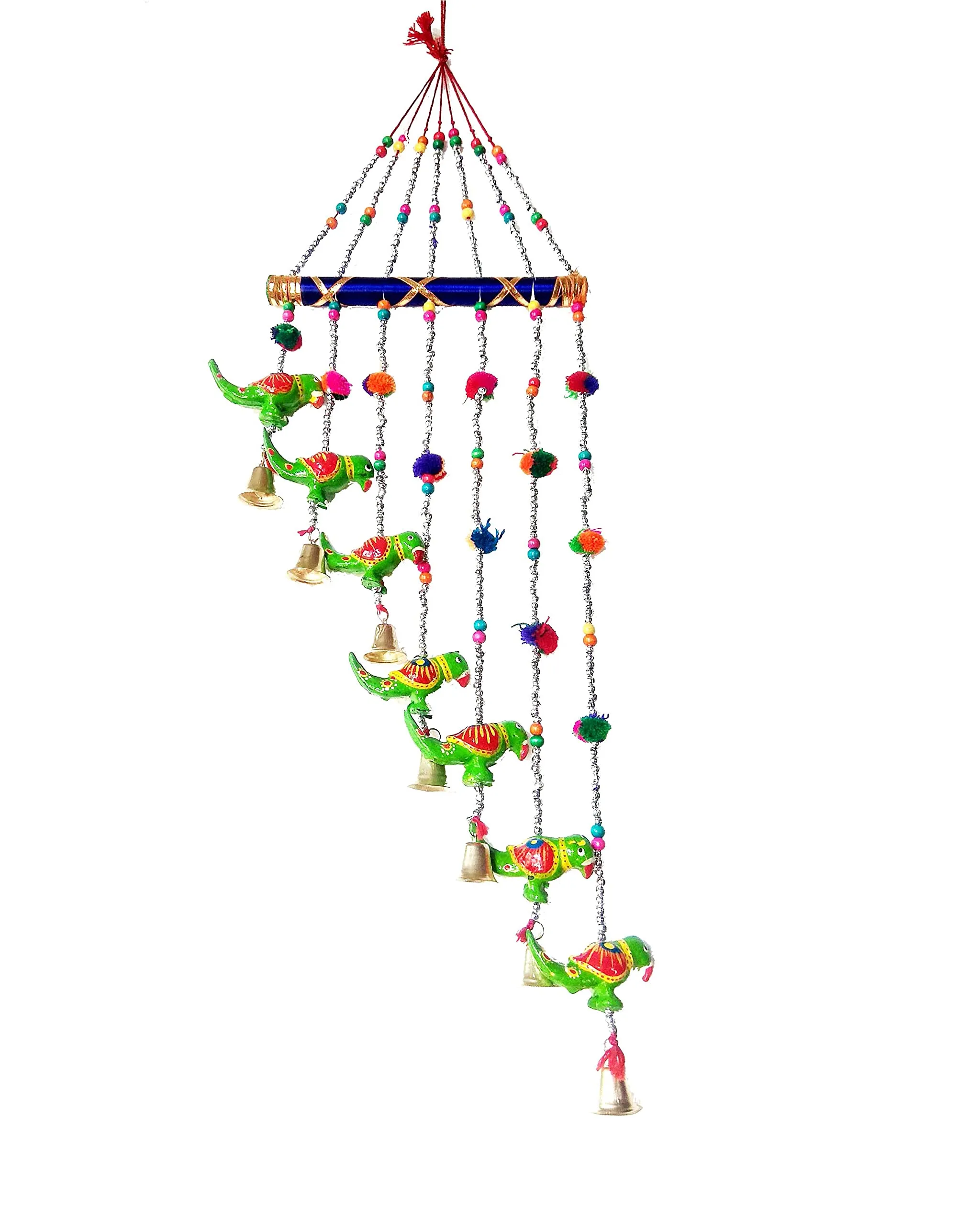 PALPAL Parrot Wind Chimes Handprinted Home Décor for Office Temple Wall Hangings Set of 1