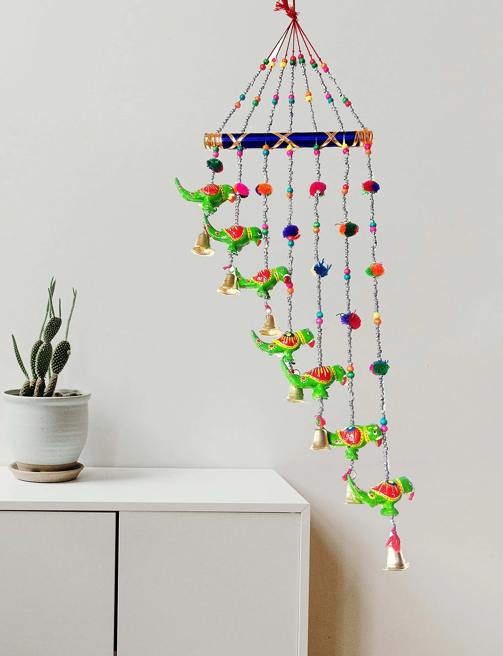 PALPAL Parrot Wind Chimes Handprinted Home Décor for Office Temple Wall Hangings Set of 1