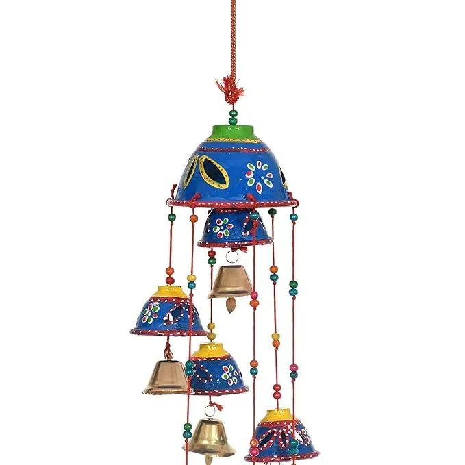 PANCHOLI UNIQUE Beautifull Rajasthani Wind Chimes for Home Decor for Housewarming,Diwali,Weding Function,Festival (Blue)