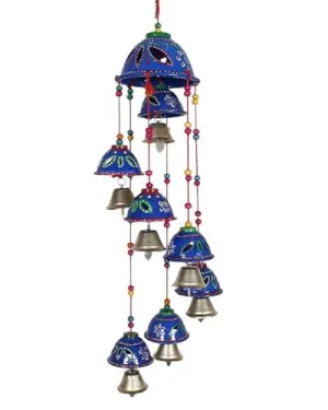 PANCHOLI UNIQUE Beautifull Rajasthani Wind Chimes for Home Decor for Housewarming,Diwali,Weding Function,Festival (Blue)