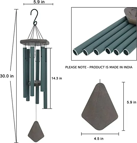 Paradigm Pictures 30 inch Big Wind Chimes for Home Balcony Positive Energy (Big Army Green 6 Pipe Wood)