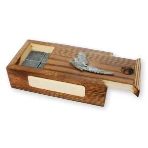 Pheasant In Flight Whiskey Stones in Wooden Box Personalised