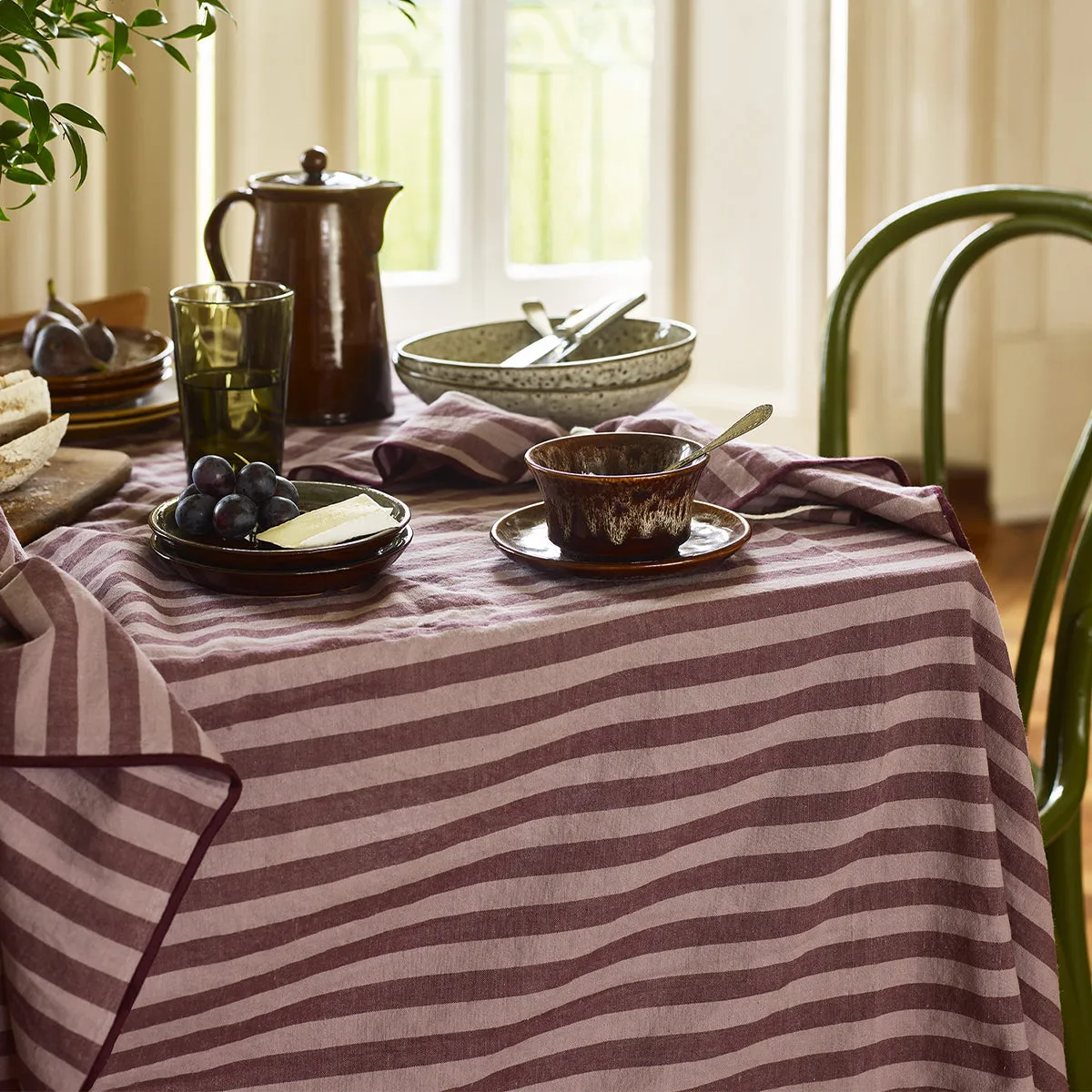 Plum Wine Amberley Stripe Linen Placemats Set of 4