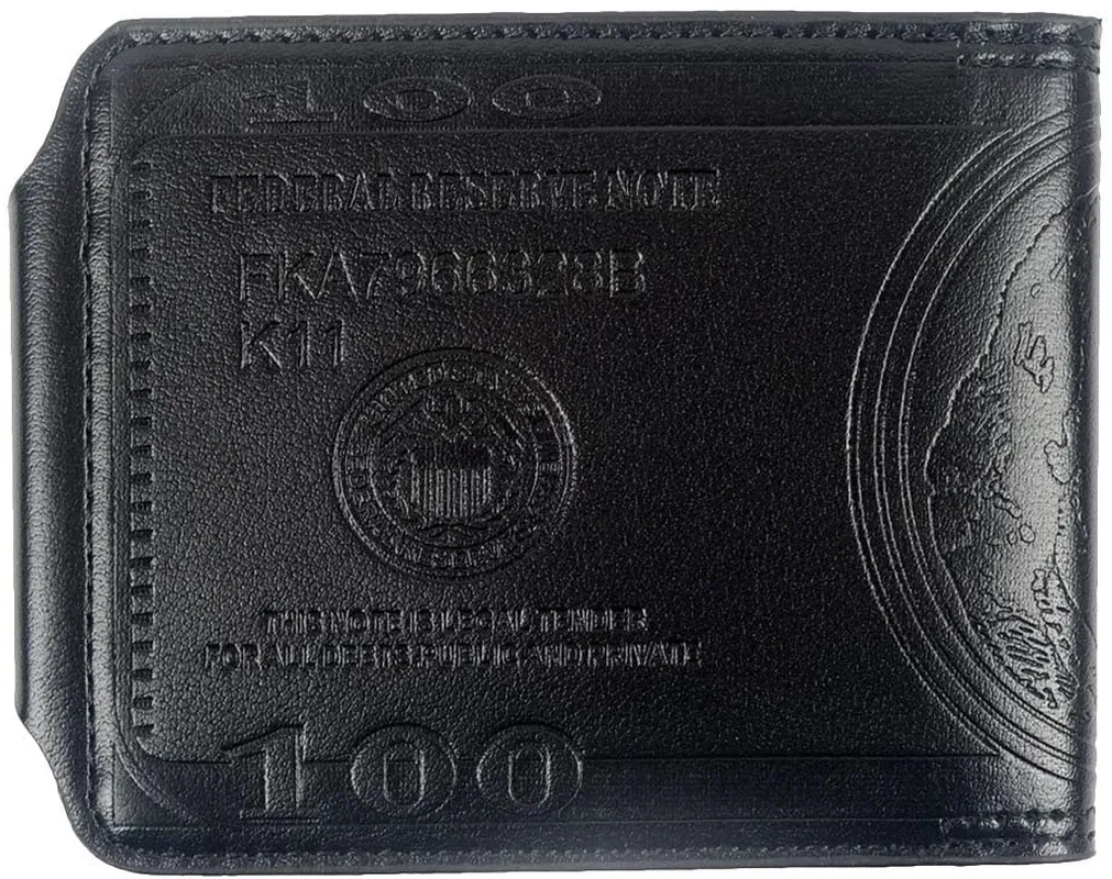 POPUCT New Men's US Dollar Bill Money Bifold Wallet(Black-Small)