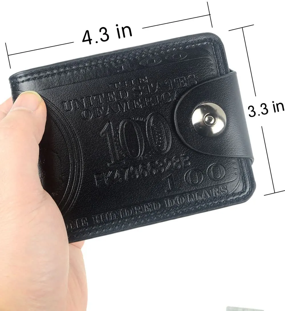 POPUCT New Men's US Dollar Bill Money Bifold Wallet(Black-Small)