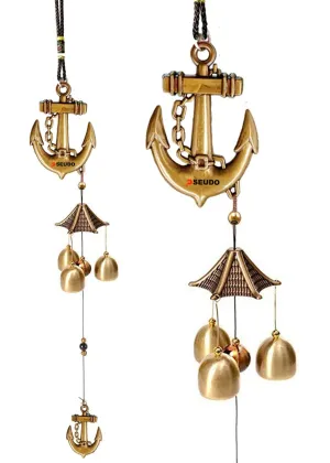 PSEUDO Ship Anchor Design Wind Chime Bells for Home Positive Energy (3 Bells with 1 Balls)