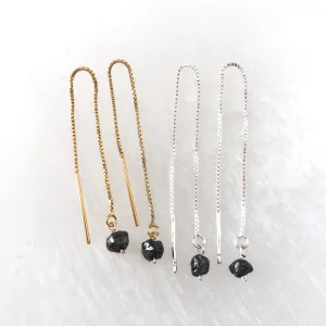 Raw Diamond Earrings, Black Diamond Dangle Earrings